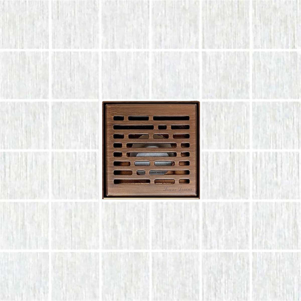 SereneDrains Square Shower Drain Broken Lane 4 Bronze