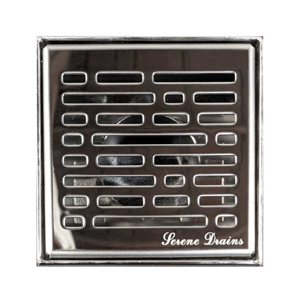 SereneDrains Square Shower Drain Broken Lane 4 Polished