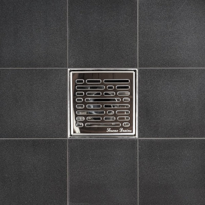 SereneDrains Square Shower Drain Broken Lane 4 Polished