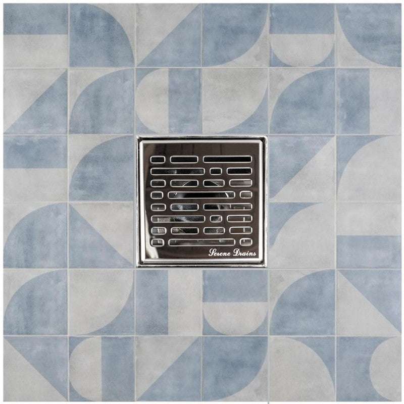 SereneDrains Square Shower Drain Broken Lane 4 Polished