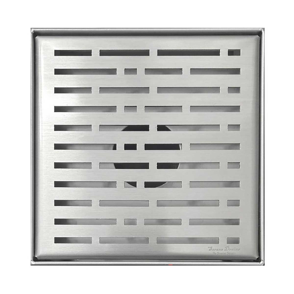 SereneDrains Square Shower Drain Broken Lane Brushed 6