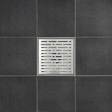 SereneDrains Square shower drain with decorative cover on a floor tile