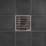 SereneDrains Square shower drain with decorative cover on a floor tile