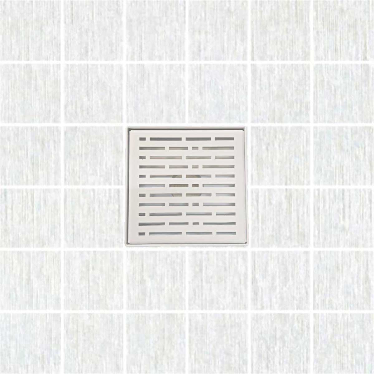 SereneDrains Square Shower Drain Broken Lane Matte White 6
