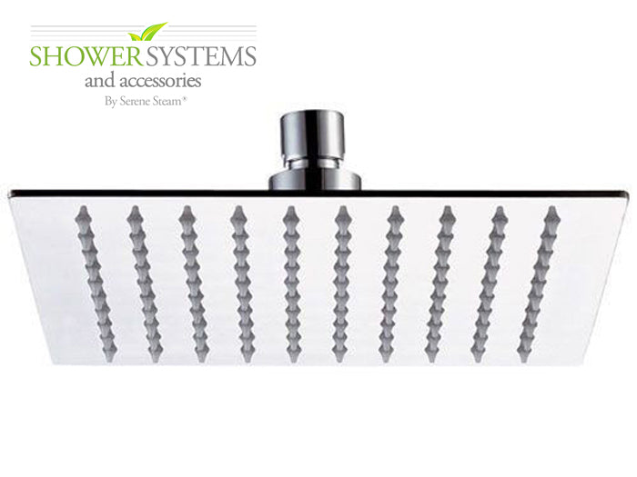 Ultra-Thin Square Rain Shower Head 8 inch by Serene Steam