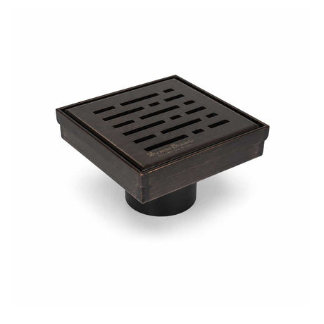 SereneDrains 4 Inch Broken Lane Drain in Oil Rubbed Bronze angled view