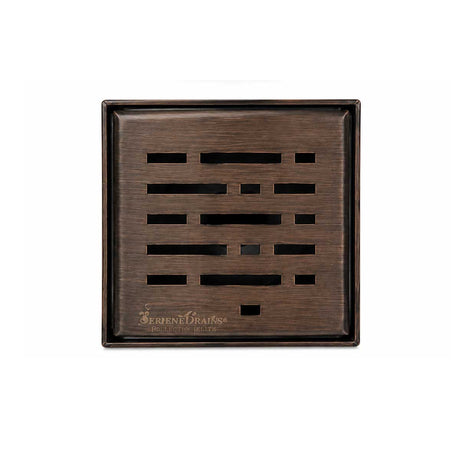 SereneDrains 4 Inch Broken Lane Drain in Oil Rubbed Bronze top view