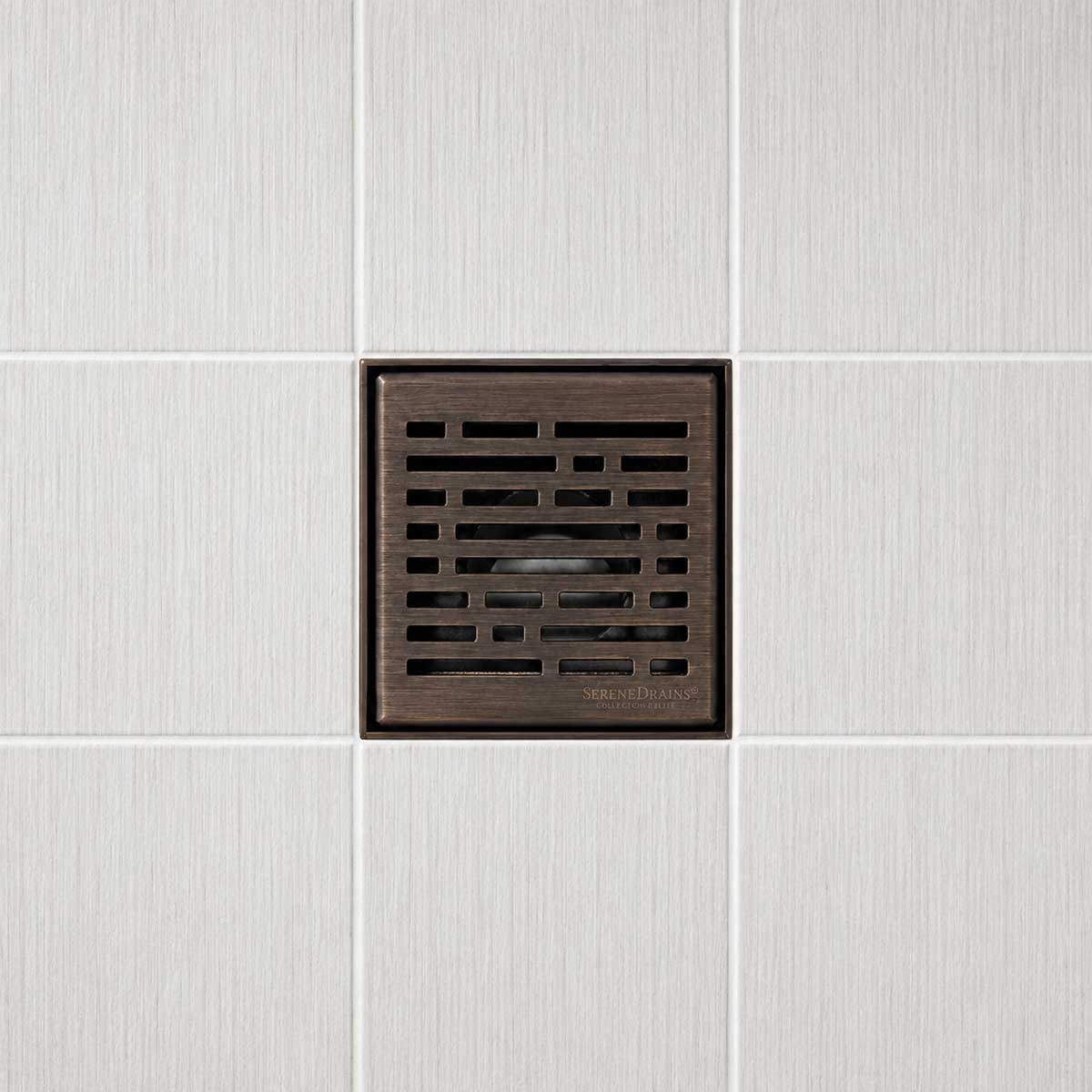SereneDrains Square Shower Drain Broken Lane 4 Bronze