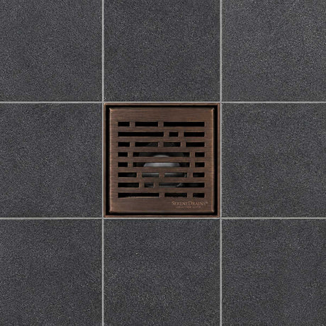 Serene Drains 4 inch square shower drain kit Broken Lane Oil Rubbed Bronze