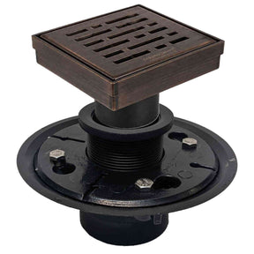 4 inch square broken lane shower drain kit in Oil Rubbed Bronze with ABS drain