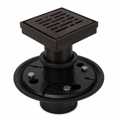 4 inch square broken lane shower drain kit in Oil Rubbed Bronze with ABS drain