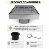 SereneDrains Broken Lane 4 inch Brushed Nickel shower drain product components