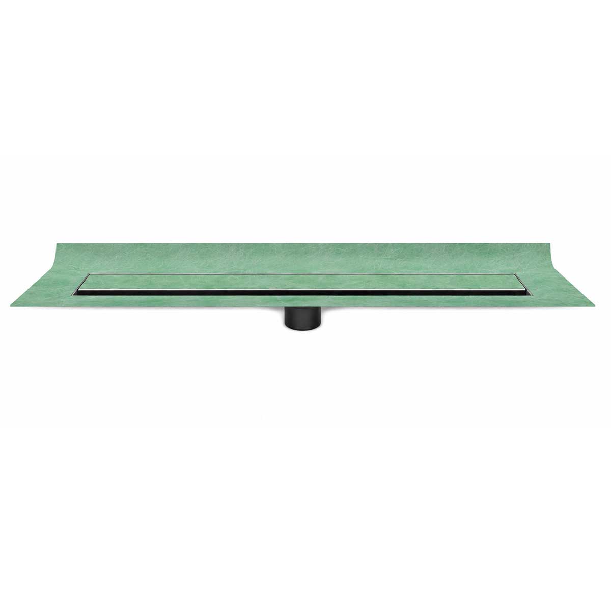 SereneDrains low-profile linear shower drain with waterproofing membrane