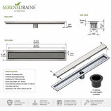 Invisible Linear Shower Drain Technical Drawing with Dimensions 16 inch