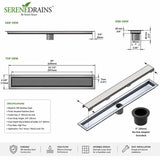 Invisible Linear Shower Drain Technical Drawing with Dimensions 24 inch
