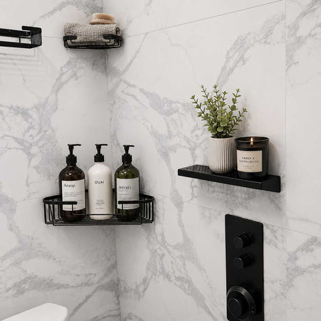 Matte Black 304 Rectangle stainless steel shower shelf for bathroom storage