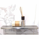 Brushed stainless steel rectangular shower shelf for shower storage