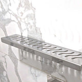 SereneDrains Ocean Wave shower shelf with brushed stainless finish