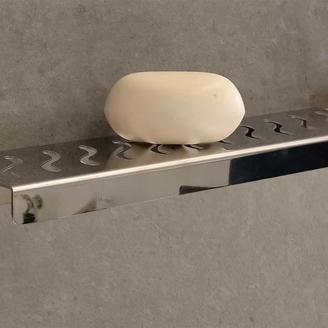 SereneDrains 304 stainless steel Ocean Wave shower shelf for modern bathroom