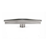 A modern stainless steel Corner triangle shower drain with tile insert design