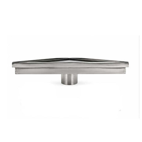 A modern stainless steel Corner triangle shower drain with tile insert design