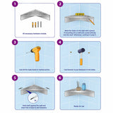 SereneDrains rectangle Shelf Stainless Steel 6 step on how to install