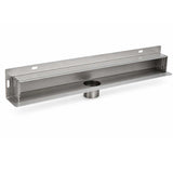 Wall mount linear drain system for tiled shower installation