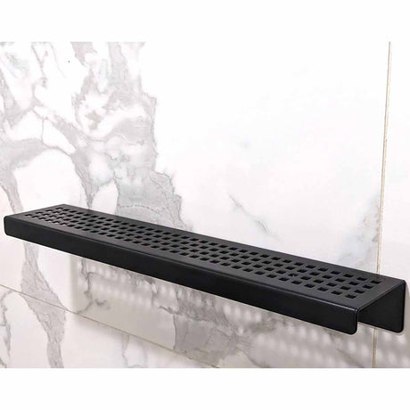 SereneDrains Shower Shelf Stainless Steel Traditional Square - Matte Black Install over large format tile wall