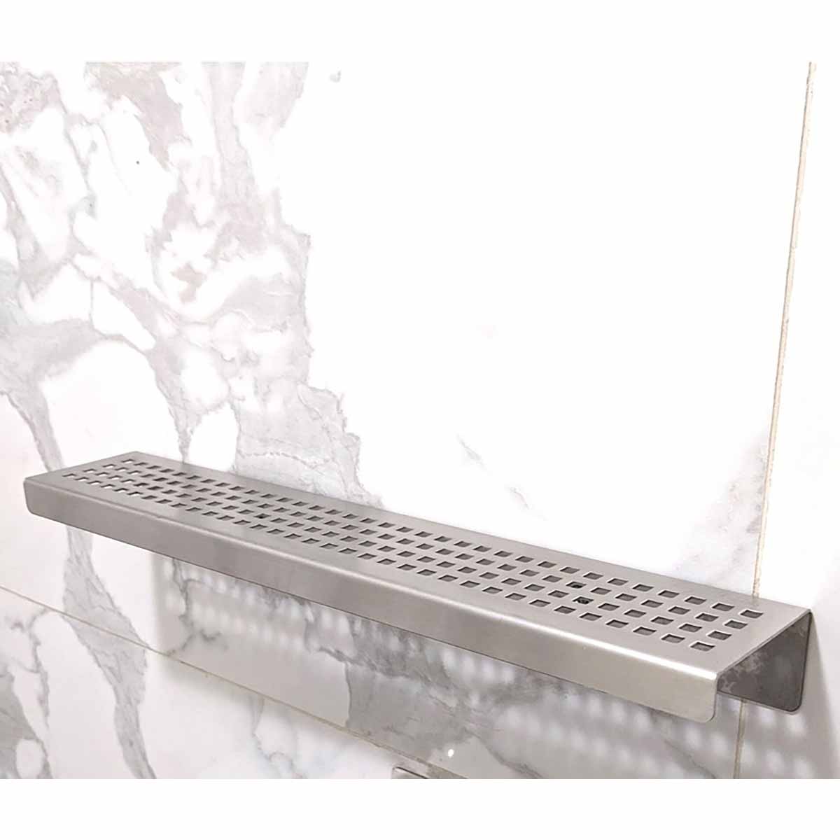 SereneDrains Shower Shelf Stainless Steel Traditional Square - Brushed Stainless