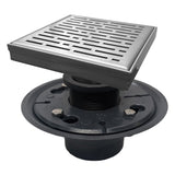 SereneDrains Square Shower Drain Kit with Base - Broken Lane - Brushed Nickel - 6 Inch