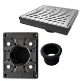 SereneDrains Square Shower Drain Kit with Base - Broken Lane - Brushed Nickel - 6 Inch