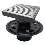 SereneDrains Square Shower Drain Kit with Base - Broken Lane - Brushed Nickel - 6 Inch