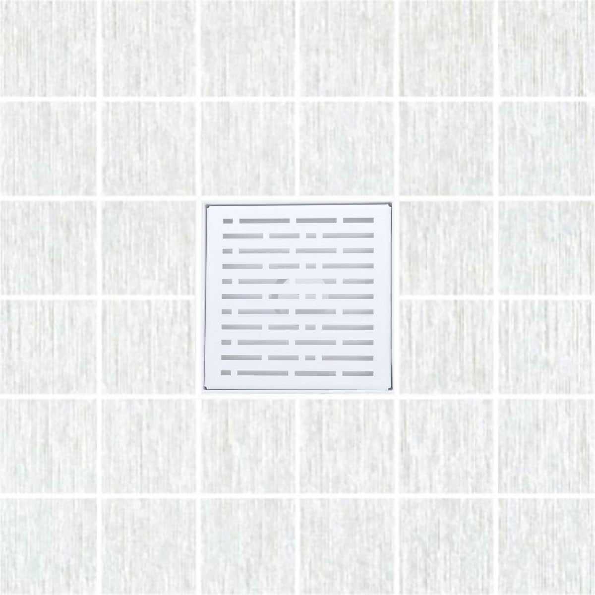 SereneDrains Square Shower Drain Kit with Base - Broken Lane - Matte White - 6 Inch