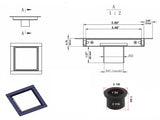 SereneDrains Square Shower Drain Kit with Base - Invisible - Finishless - 6 Inch