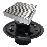 SereneDrains Square Shower Drain Kit with Base - Linear Wedge - Brushed Nickel - 4 Inch
