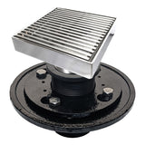 SereneDrains Square Shower Drain Kit with Base - Linear Wedge - Polished Chrome - 4 Inch