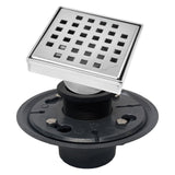 SereneDrains Square Shower Drain Kit with Base - Traditional Square - Polished Chrome - 4 Inch