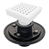 SereneDrains Square Shower Drain Kit with Base - Traditional Square - Matte White - 4 Inch