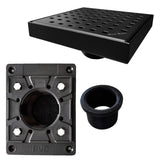 SereneDrains Square Shower Drain Kit with Base - Traditional Square - Matte Black - 6 Inch