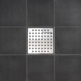 SereneDrains Square Shower Drain Kit with Base - Traditional Square - Polished Chrome - 6 Inch