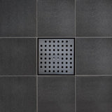SereneDrains Square Shower Drain Kit with Base - Traditional Square - Matte Black - 6 Inch