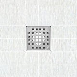 SereneDrains Square Shower Drain Kit with Base - Traditional Square - Brushed Nickel - 4 Inch