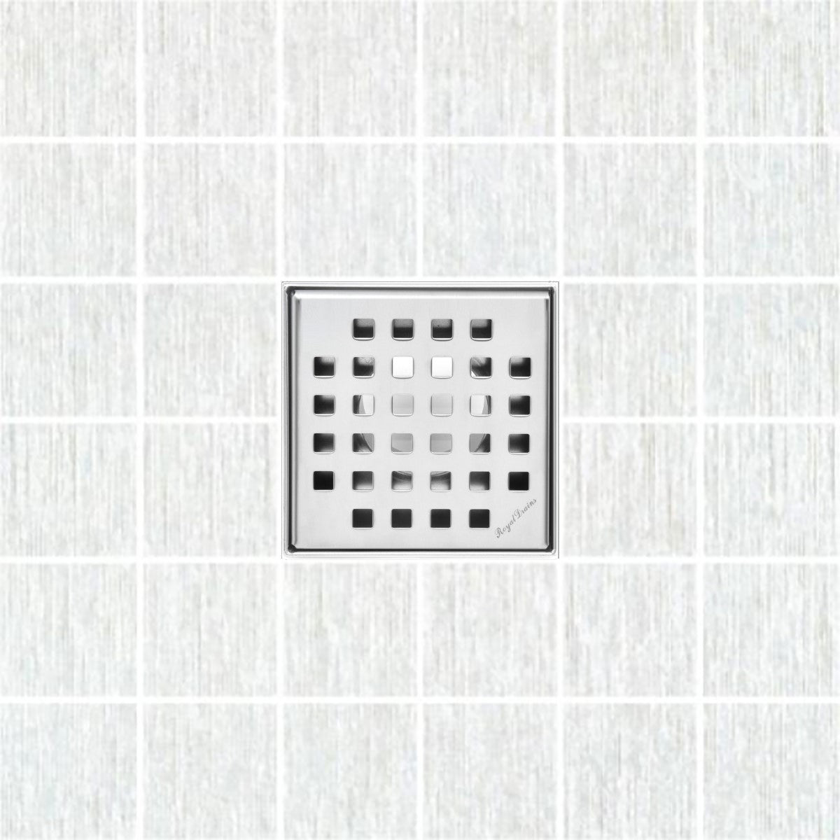 SereneDrains Square Shower Drain Kit with Base - Traditional Square - Polished Chrome - 4 Inch