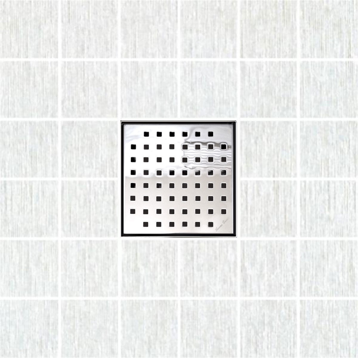 SereneDrains Square Shower Drain Kit with Base - Traditional Square - Polished Chrome - 6 Inch