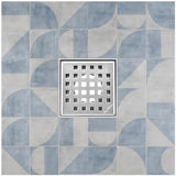 SereneDrains Square Shower Drain Kit with Base - Traditional Square - Brushed Nickel - 4 Inch