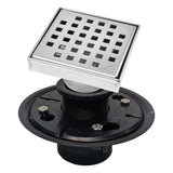 SereneDrains Square Shower Drain Kit with Base - Traditional Square - Polished Chrome - 4 Inch