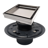 SereneDrains Square Shower Drain Kit with Base - Tile Insert - Brushed Nickel - 5 Inch