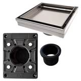 SereneDrains Square Shower Drain Kit with Base - Tile Insert - Brushed Nickel - 5 Inch