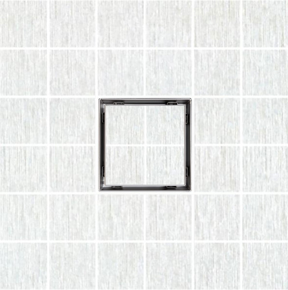 SereneDrains Square Shower Drain Kit with Base - Tile Insert - Brushed Nickel - 5 Inch
