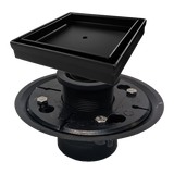 SereneDrains Square Shower Drain Kit with Base - Tile Insert - Matte Black - 5 Inch